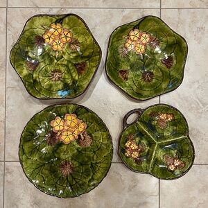 CICO Germany Hand Painted Geranium Majolica Set (4)